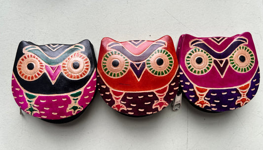 Coin Purse - Owl Design - Shantiniketan Leather