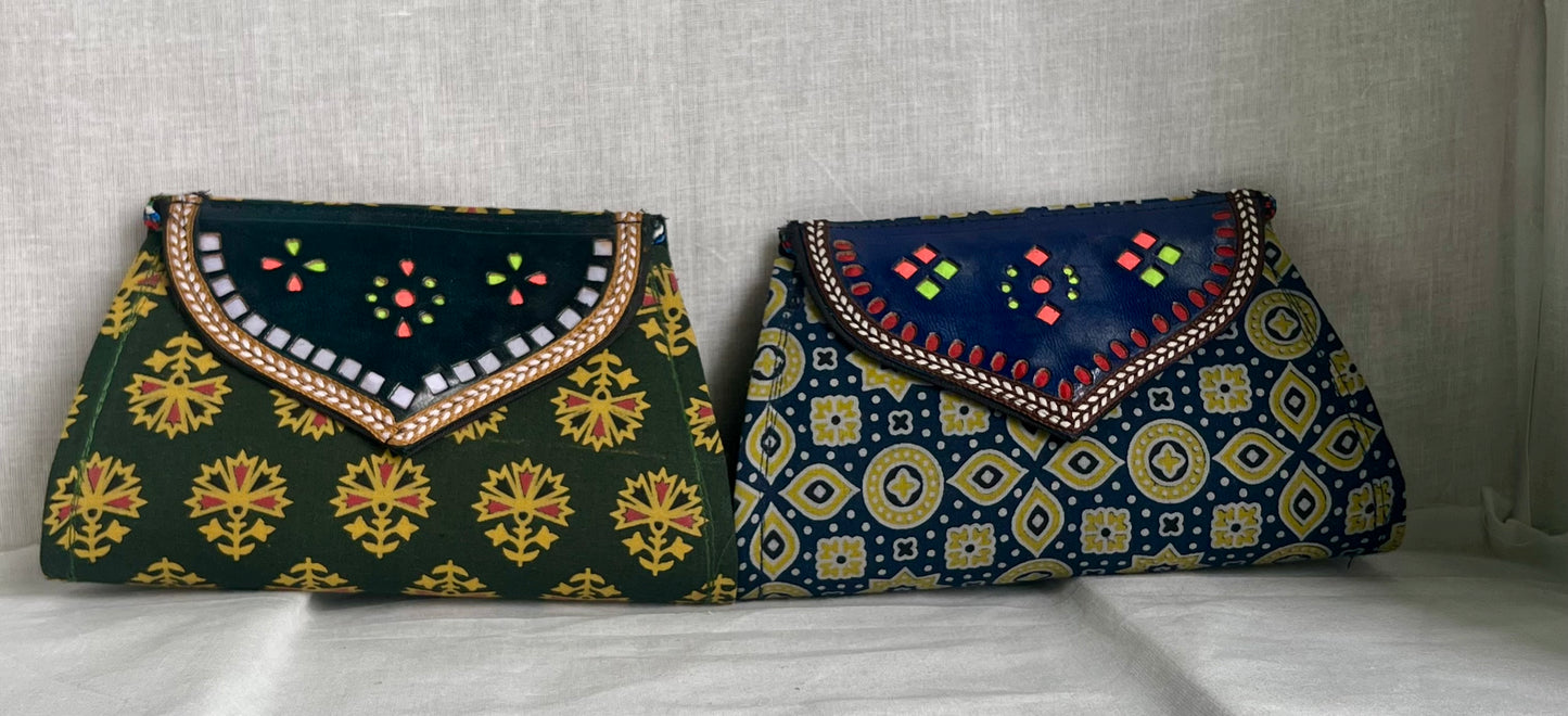 Kutch Leather Mashru Silk - Sling bag