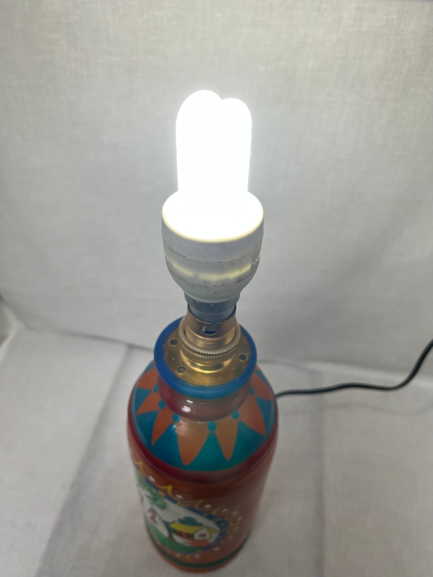 Handpainted Terracotta Lamp with Shade (Warli art)