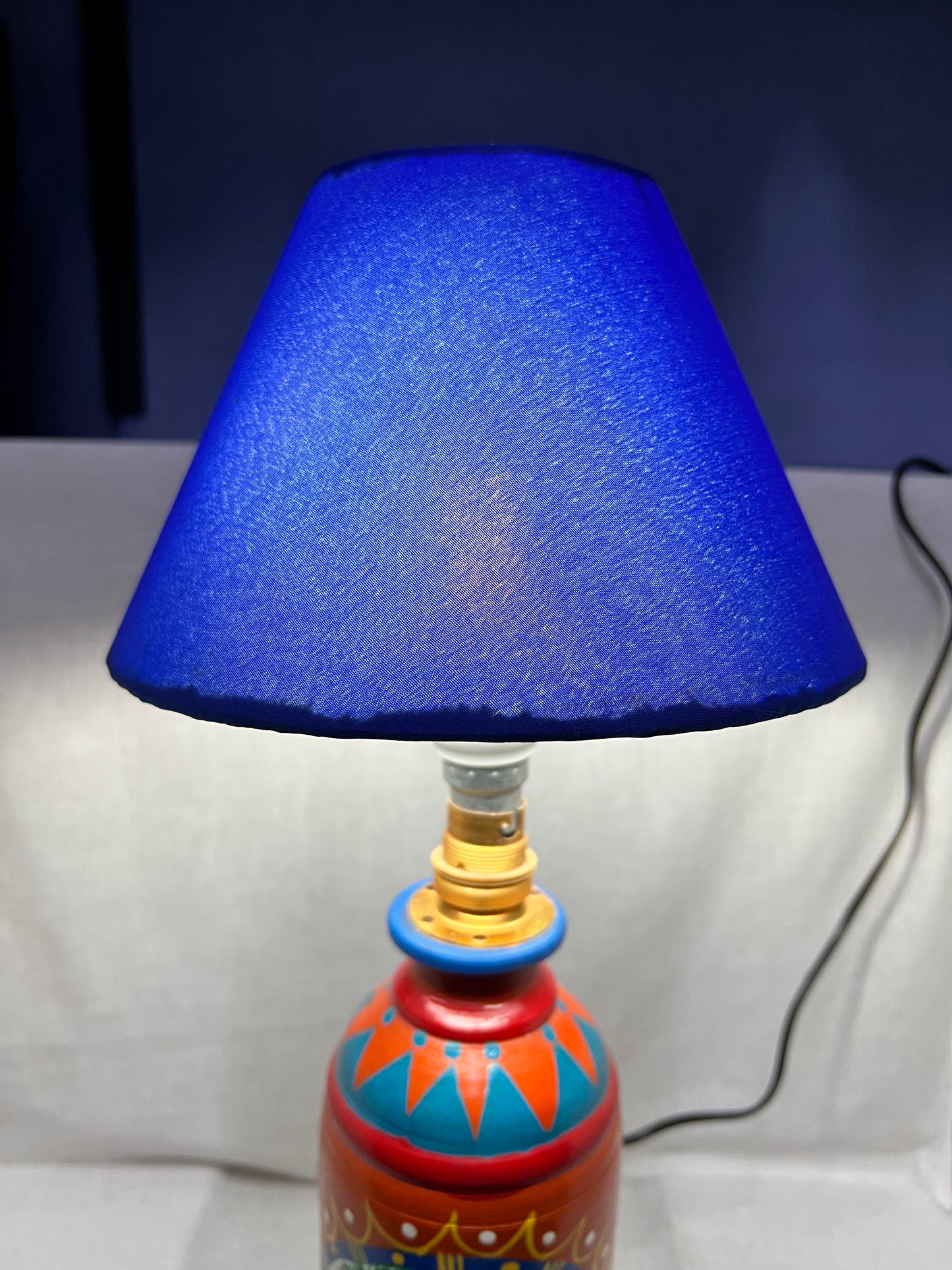 Handpainted Terracotta Lamp with Shade (Warli art)